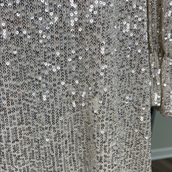 Julia Jordan Long Sleeve Sequin Dress in Cream Ladies Size 8 - Picture 4 of 16